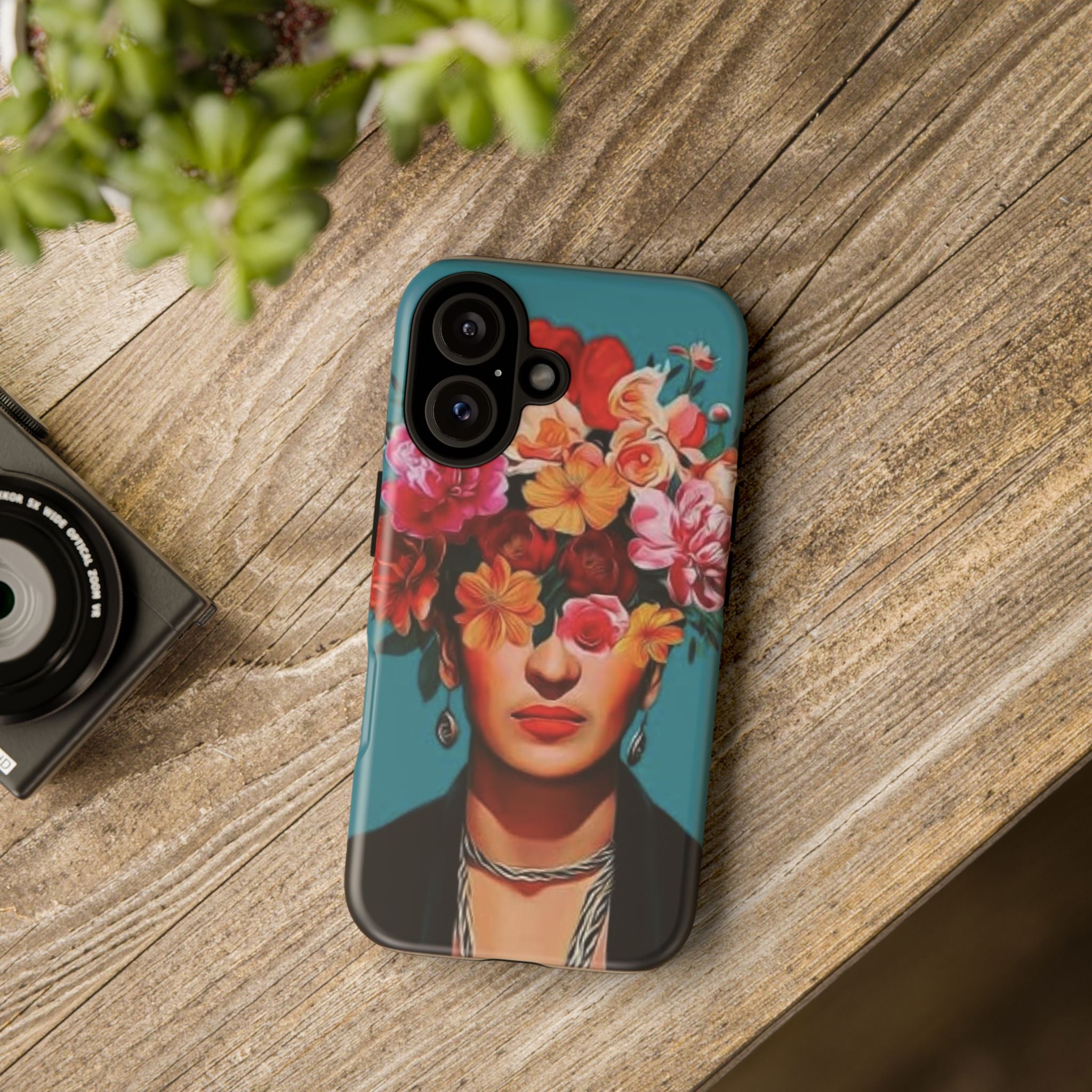 Frida Kahlo Floral Portrait Phone Case | Frida-inspired flower crown iPhone cover | Custom iphone case
