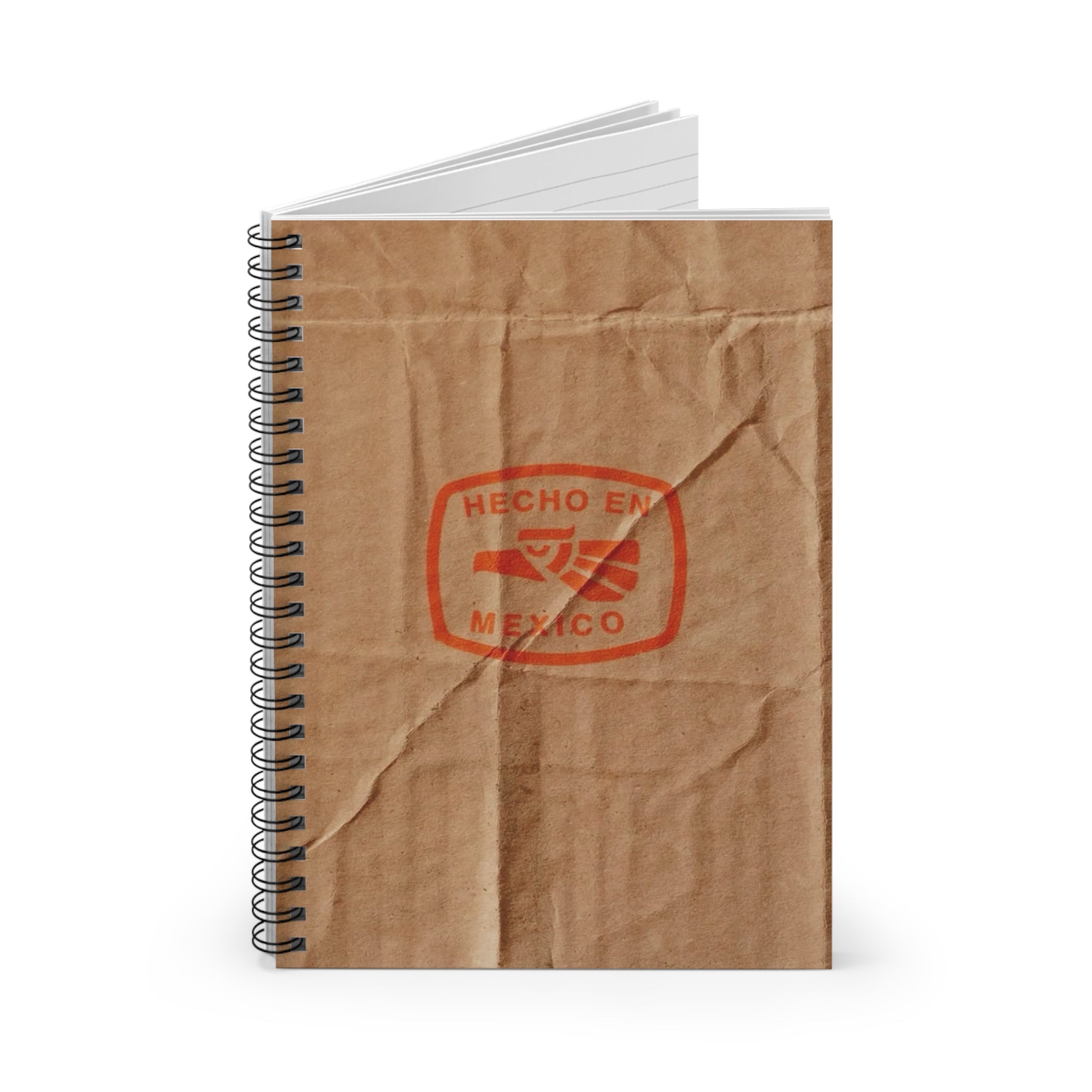 Hecho en Mexico stamp Notebook | Kraft paper crinkle cover, ruled spiral notebook | Artist Sketchbook | Mexican gifts