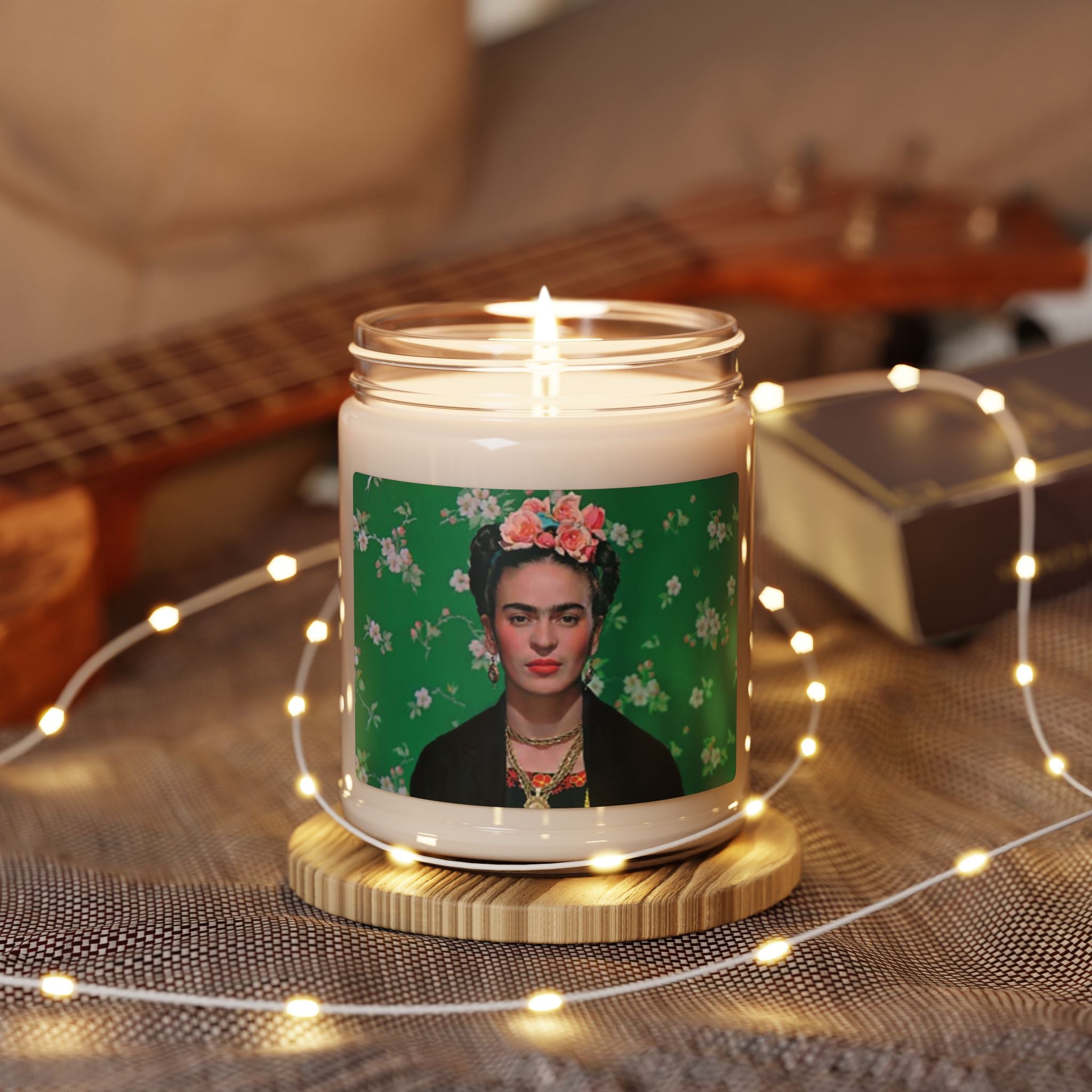 Frida Kahlo Floral Crown Portrait Candle | Authentic Frida Kahlo Organic Soy Candle | Latina Gifts | Mexican Candle | Mexican Gifts