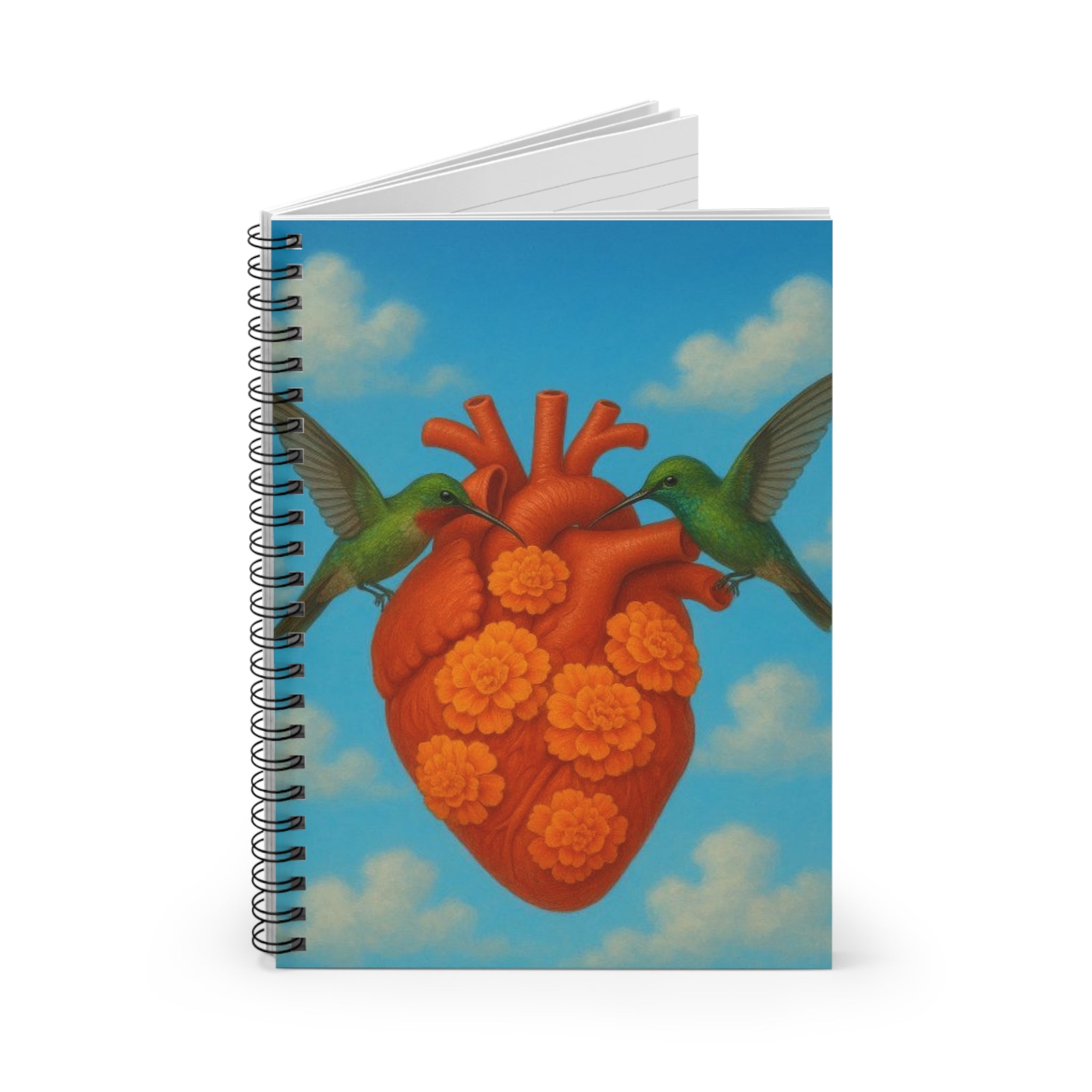Floral Heart with Hummingbirds Spiral Notebook | Hummingbird Notebook | Vintage bird notebook | Artist notebook